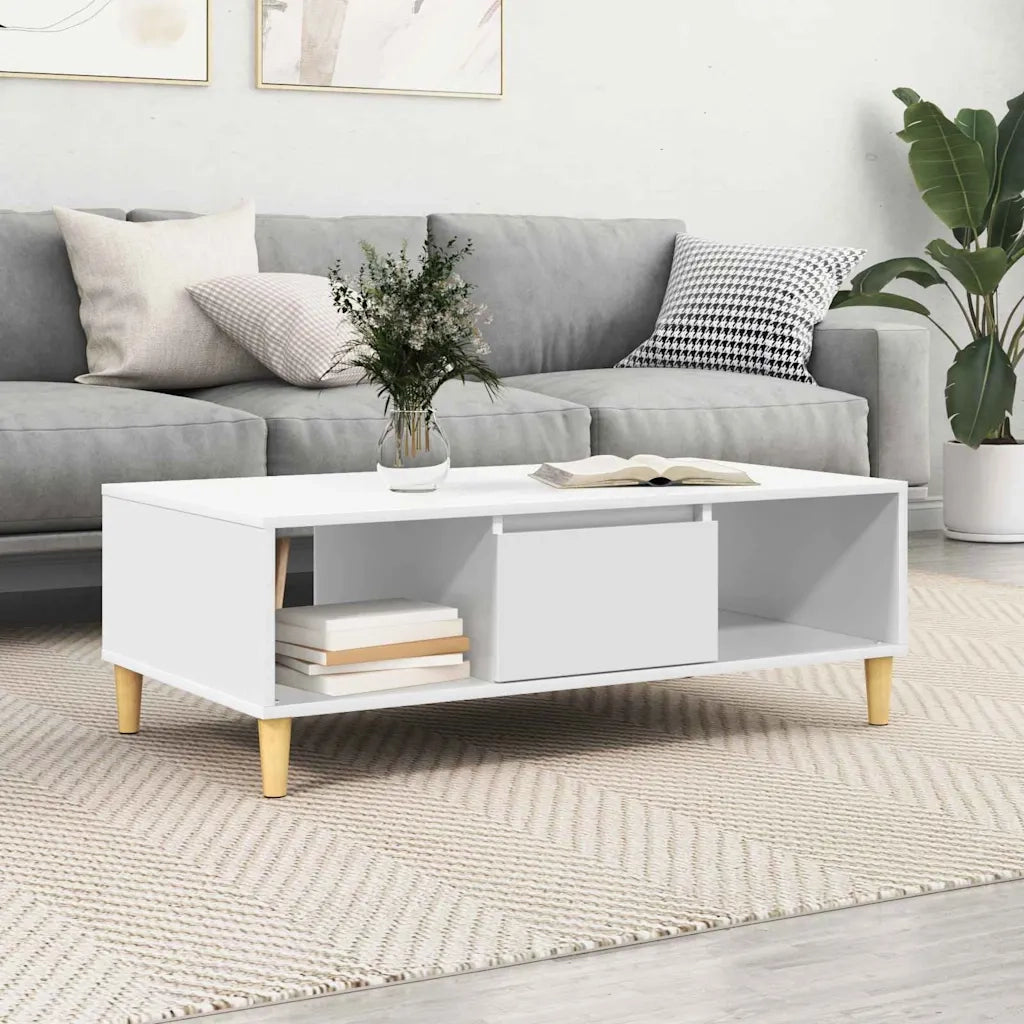 Tavolino da salotto Bianco 102 x 55 x 35 cm Legno multistrato 876189