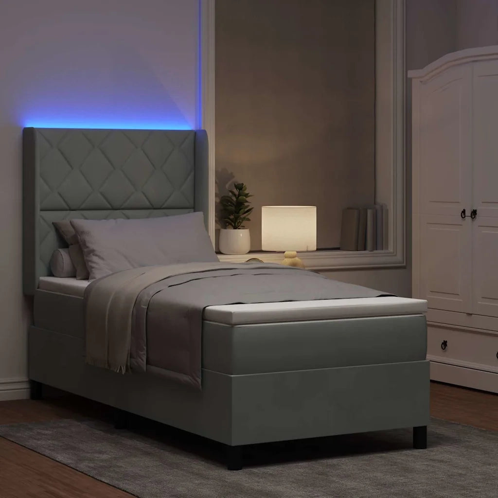 Letto a molle con strisce LED Grigio chiaro 90 x 200 cm Velluto 3343904