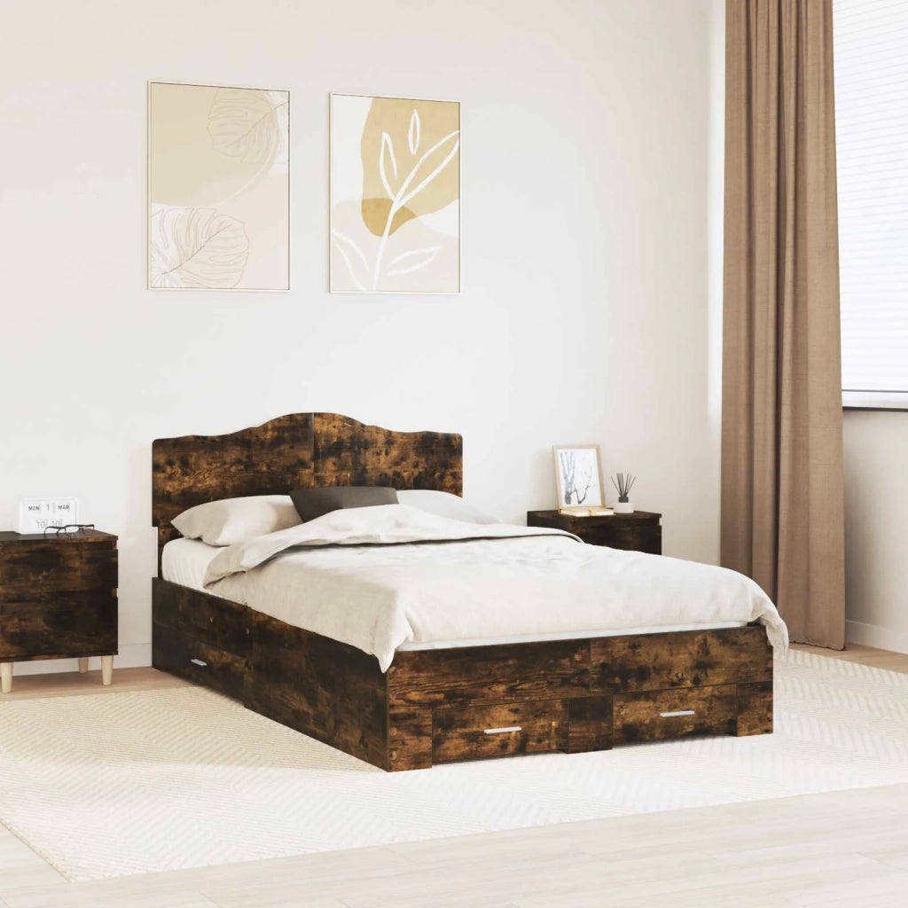 Letto matrimoniale | Letto per adulti | Struttura del letto Rovere fum¨¦ 120 x 190 cm Legno multistrato