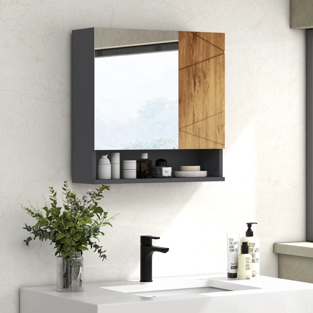 Armadietto da bagno specchio ¨C Minimal ¨C 55x17x55 cm grigio scuro