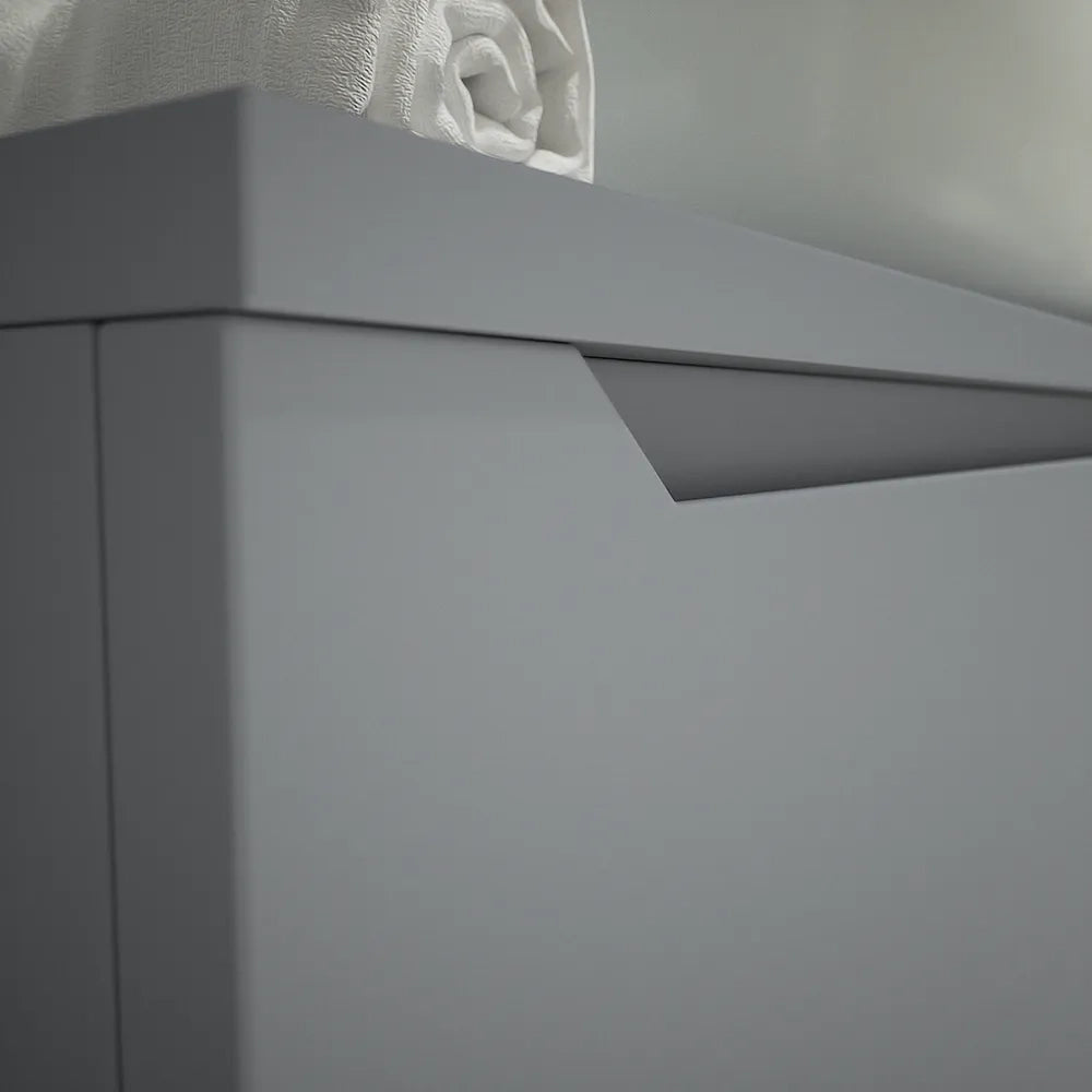 Mobile bagno sospeso 90 cm grigio opaco un cassettone con top | Bako