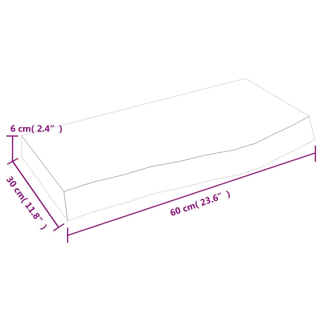 Piano Bagno Marrone 60x30x(2-6) cm Legno Massello Trattato CFW1656494