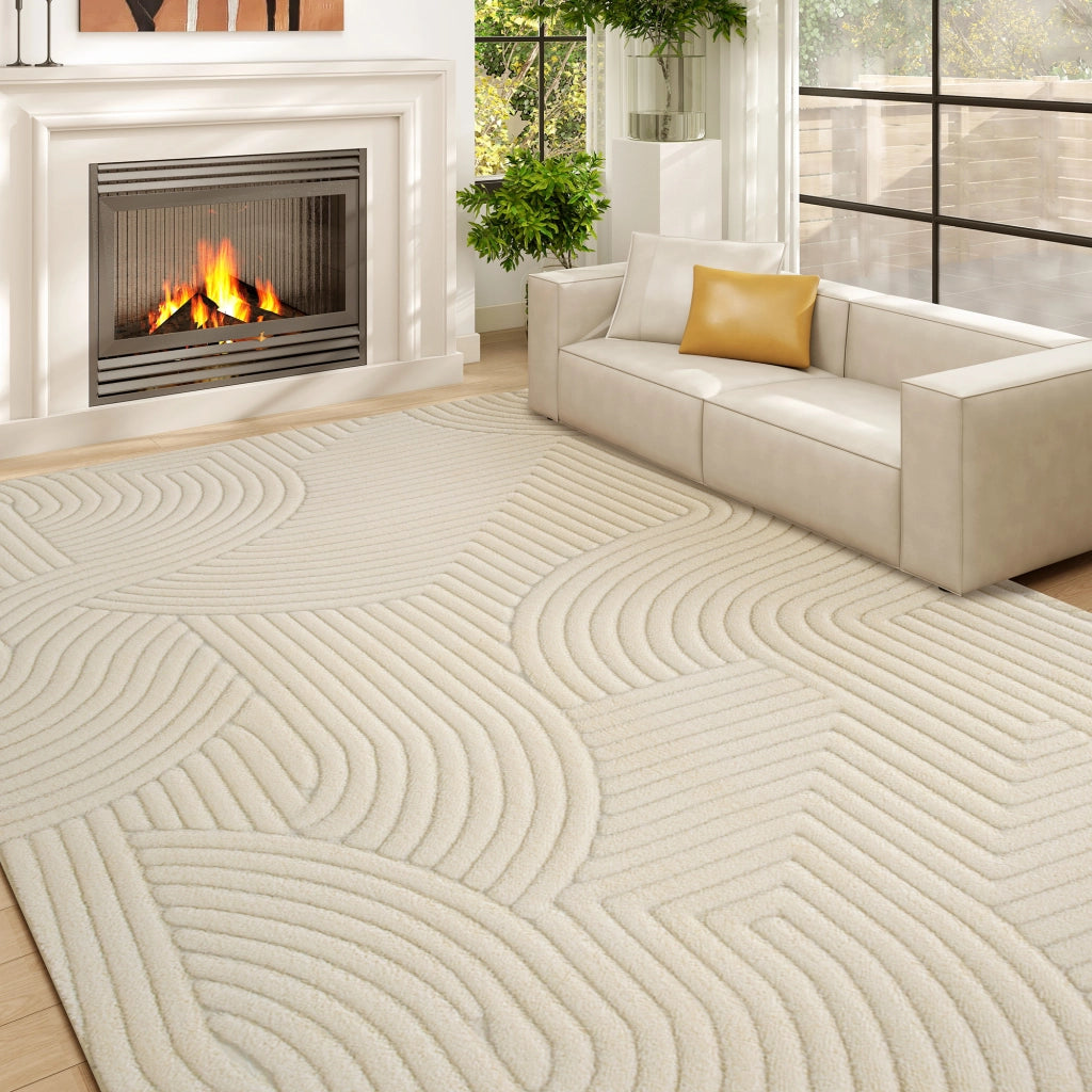 Tappeto Moderno Pelo Corto ¨C Xylo ¨C Crema 160x120 cm Base Antiscivolo