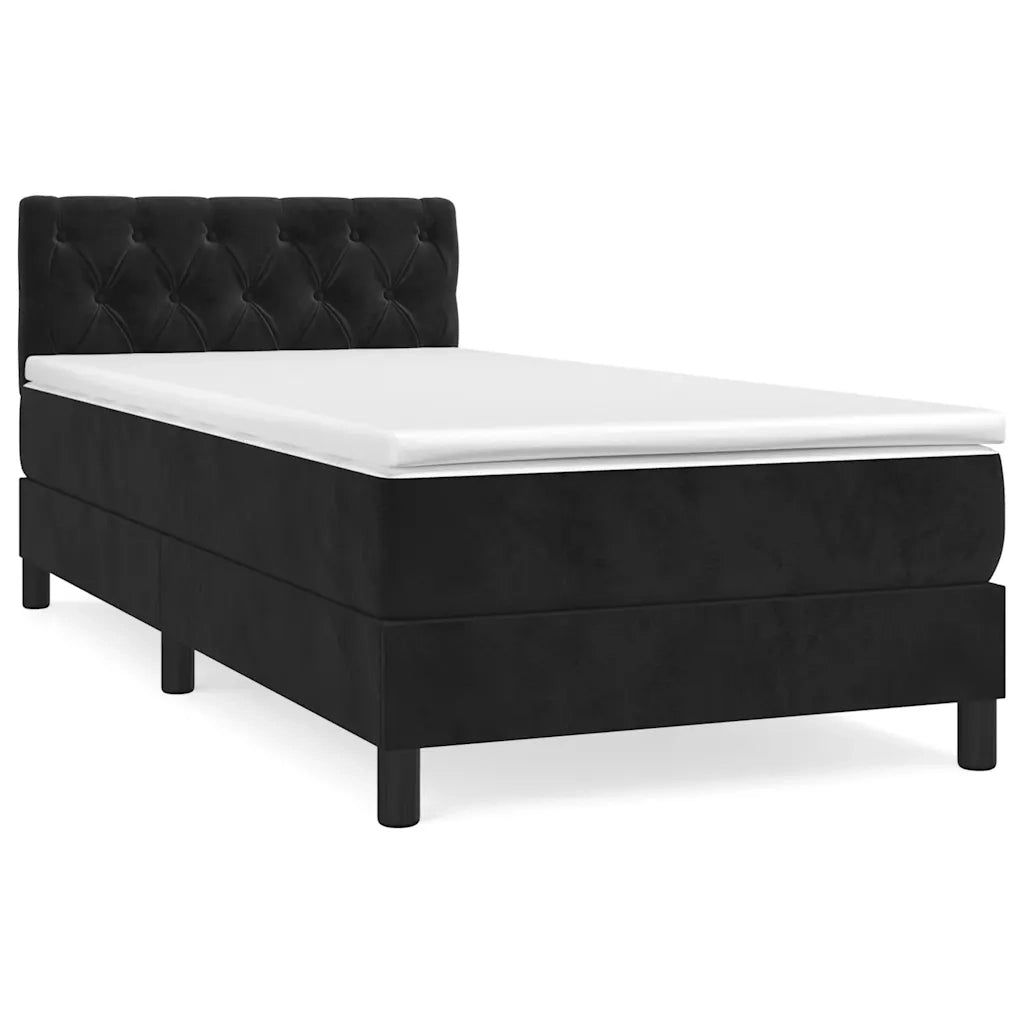 Giroletto a Molle con Materasso-Struttura Letto Nero 80x200 cm in Velluto 840860