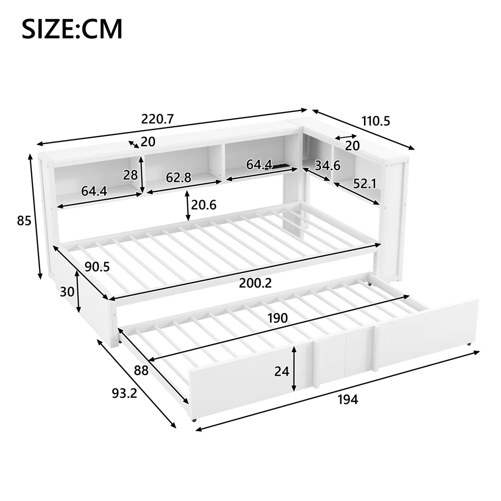 letto giorno metallo e mdf bianco 90 x 200 cm
