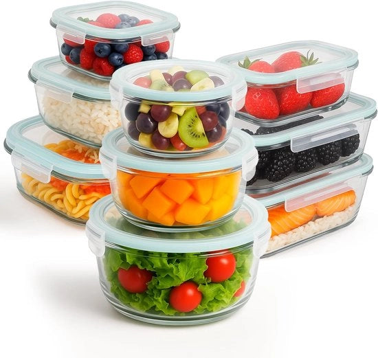 Set di Contenitori di Stoccaggio in Vetro per Cibo
