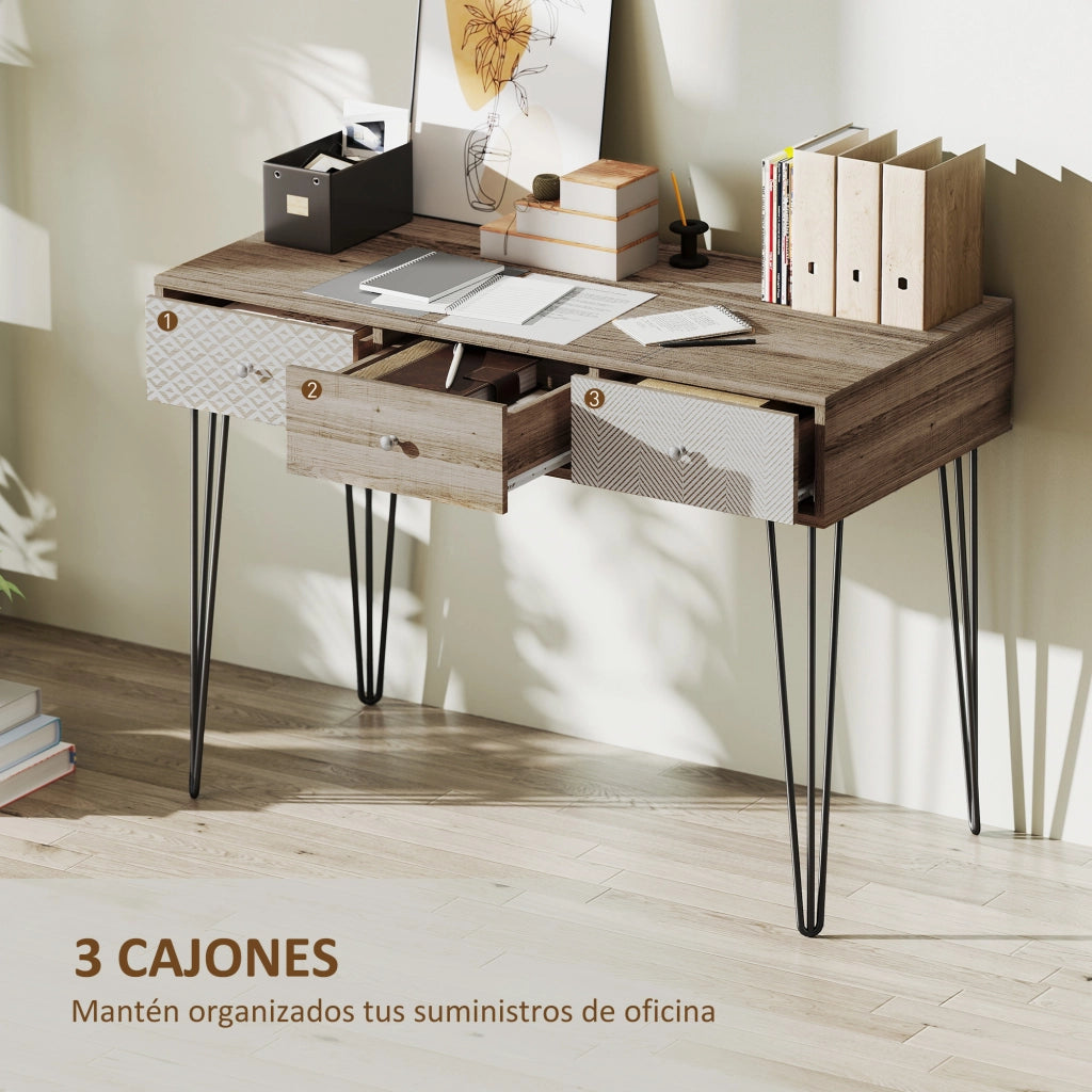 Scrivania con cassetti e gambe forcella ¨C Minimal ¨C 105x50x75 cm Legno