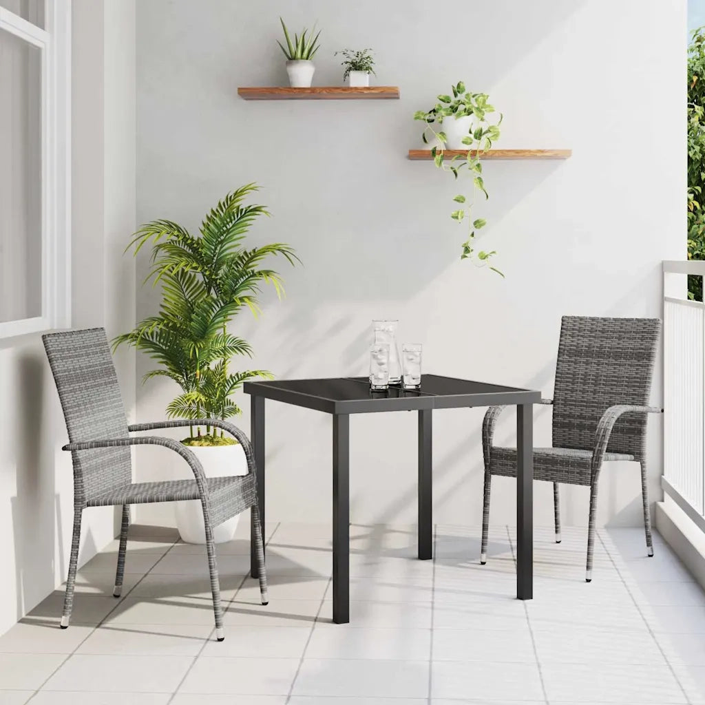 Set da Pranzo per Giardino 3 pcs Grigio