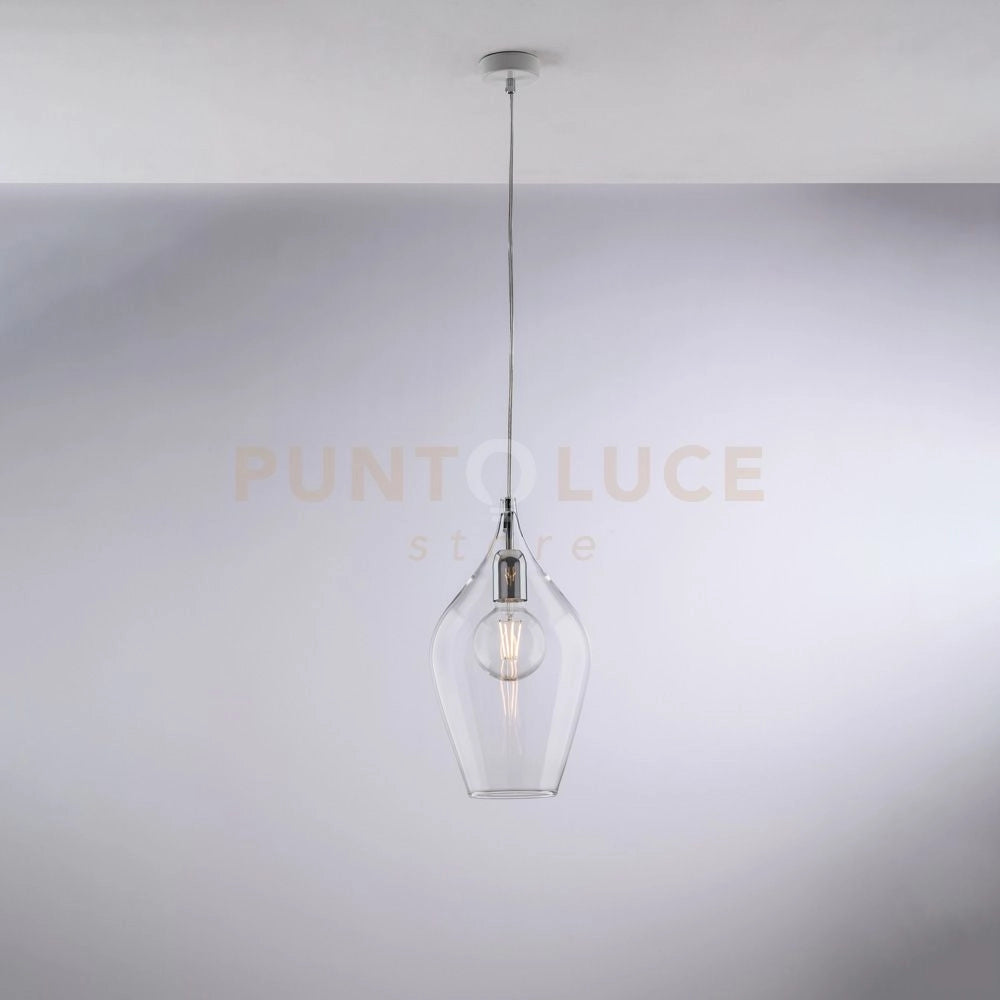 Sospensione in ferro con vetro trasparente pyrex 1 luce Ares