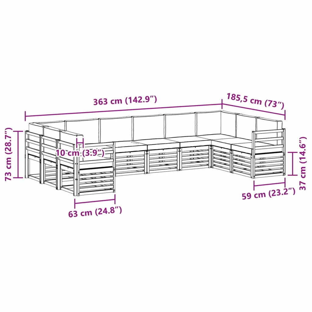 Set divano sezionale 10 pcs Bianco e Antracite 3392567