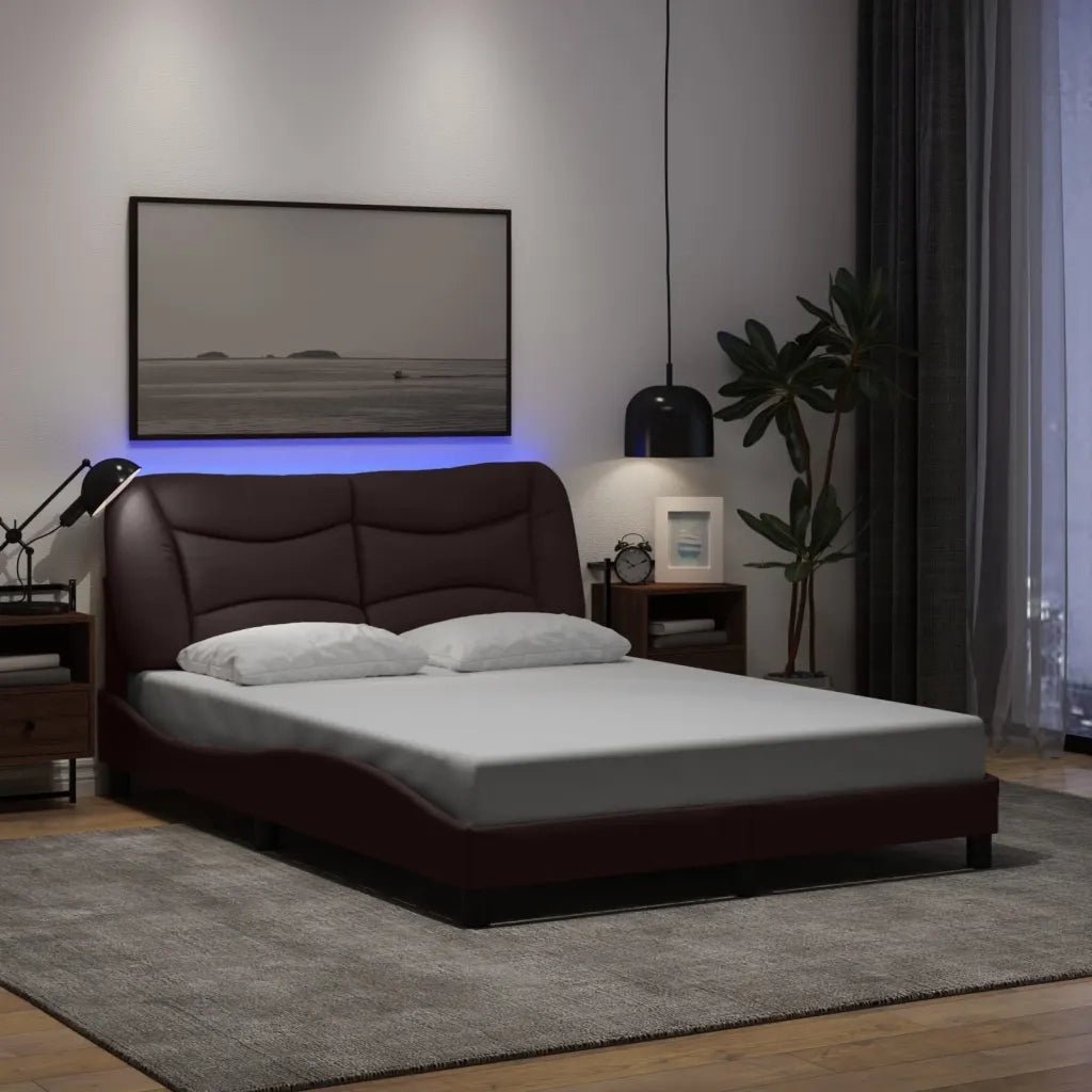 Giroletto con LED senza Materasso Hvar Marrone Scuro 140x190 cm 3213700