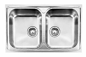 CM 010042.X1.01.2018 Cristal Lavello da incasso 2 vasche in acciaio inox satinato AISI 304-18-10 con bordo ultrapiatto e guarnizione premontata colore Inox