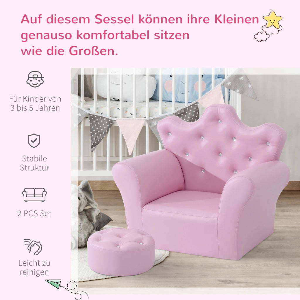 Divano 2 posti con pouf ¨C Minimal ¨C rosa