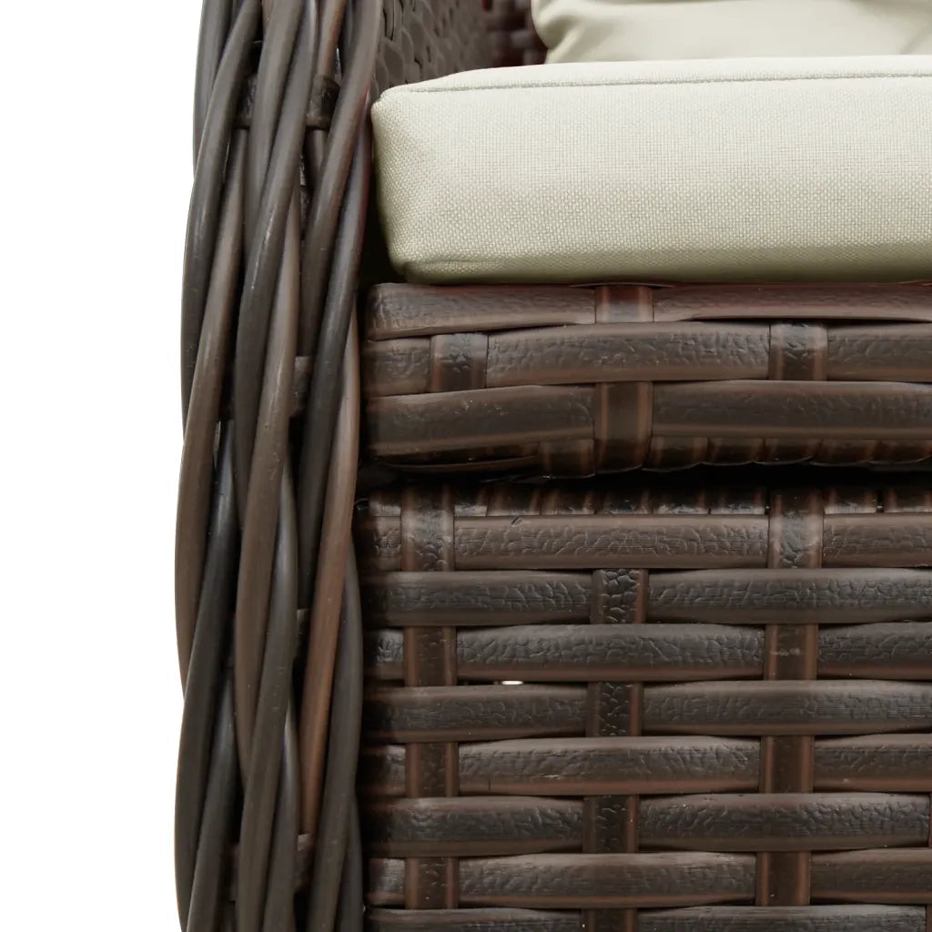 Set da Pranzo da Giardino 9pz con Cuscini Marrone in Polyrattan