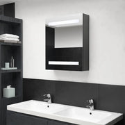 Armadietto Bagno con Specchio e LED-Mobile bagno con specchio Grigio 50x14x60 cm