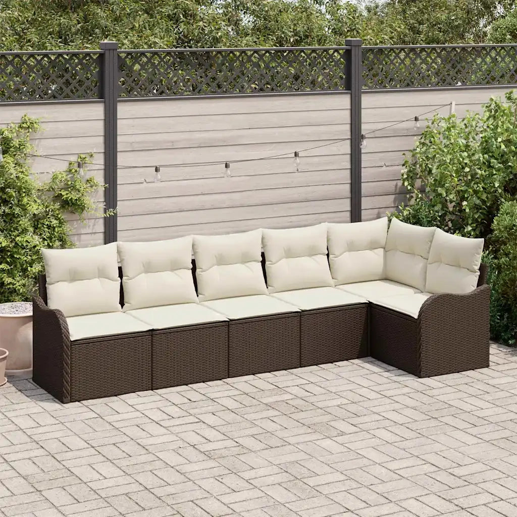 Set Divano da Giardino 6 pcs Marrone polyrattan