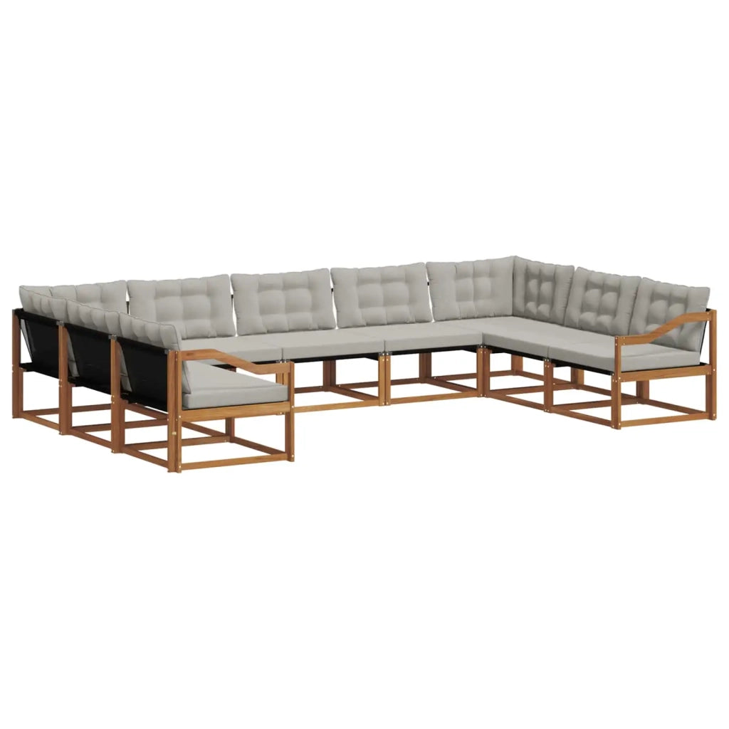 Set di divani da esterno 9 pcs Grigio Naturale e Chiaro 3369850