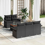 Set Divano da Giardino con archiviazione 6 pcs Nero polyrattan