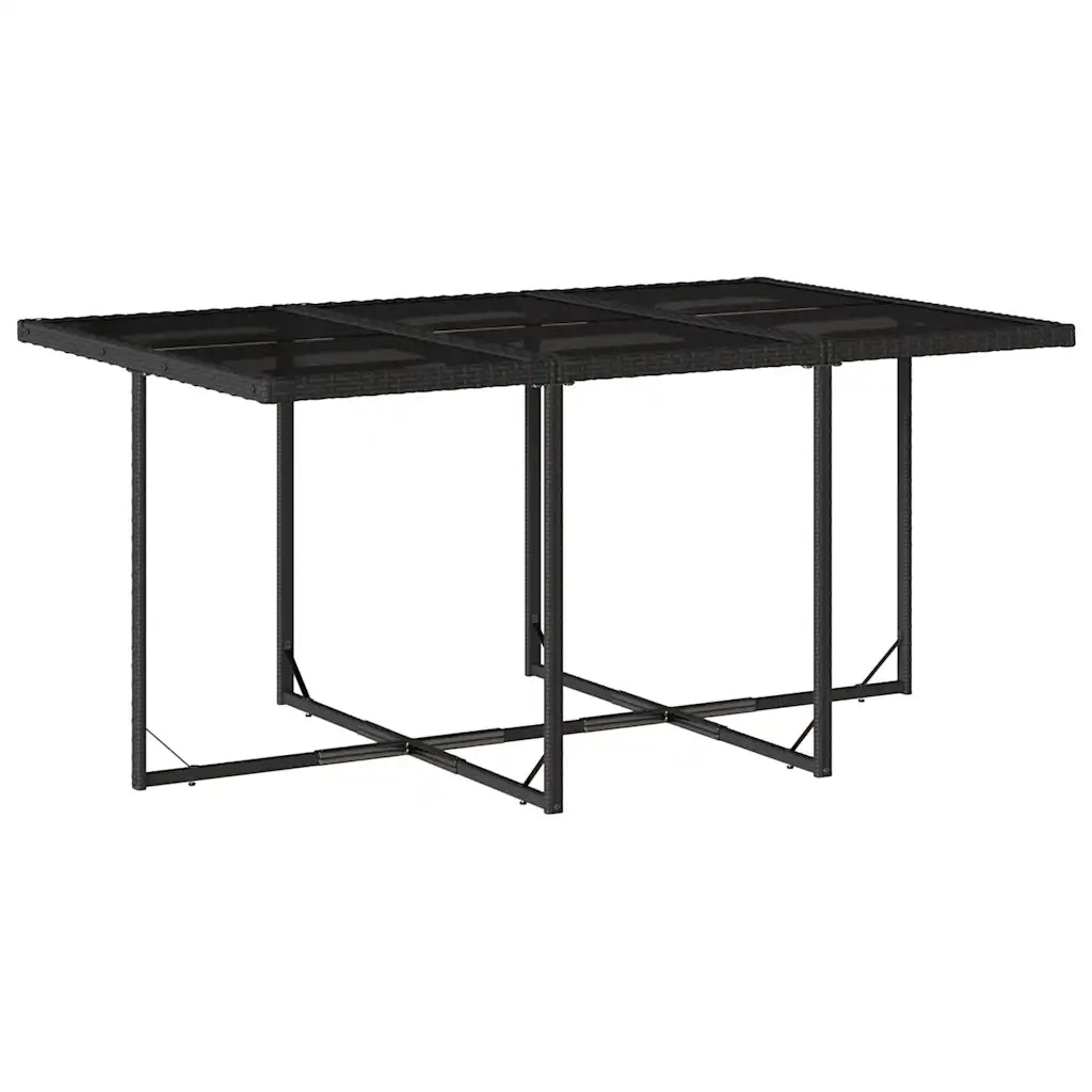 Set da Pranzo da Giardino 7 pz Nero con Cuscini in Polyrattan 3211627