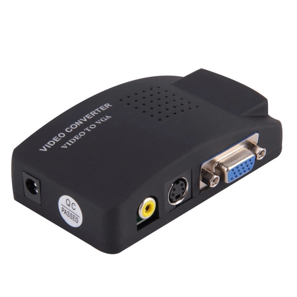 Trade Shop - Adattatore Convertitore Video Da Vga Rca S-video In Vga Out Pc Notebook Nero -