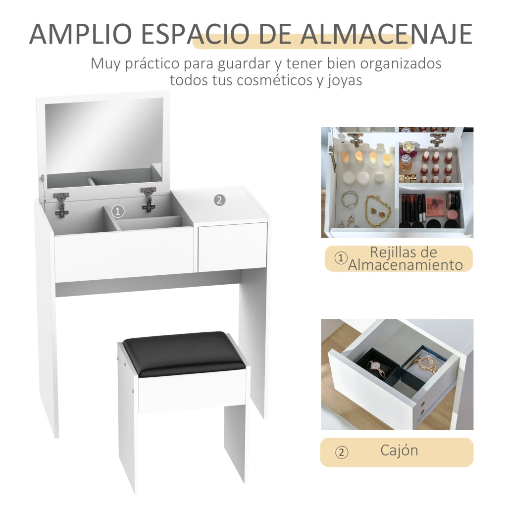 Scrivania da trucco con specchio e cassetti ¨C Minimal ¨C 80x40x79 cm