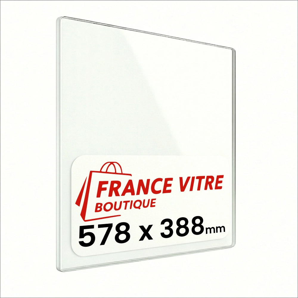 578 x 388 x 4 mm - Vetro per stufa a legna - vetro camino di ricambio - vetro per caminetto resistente al fuoco - France Vitre