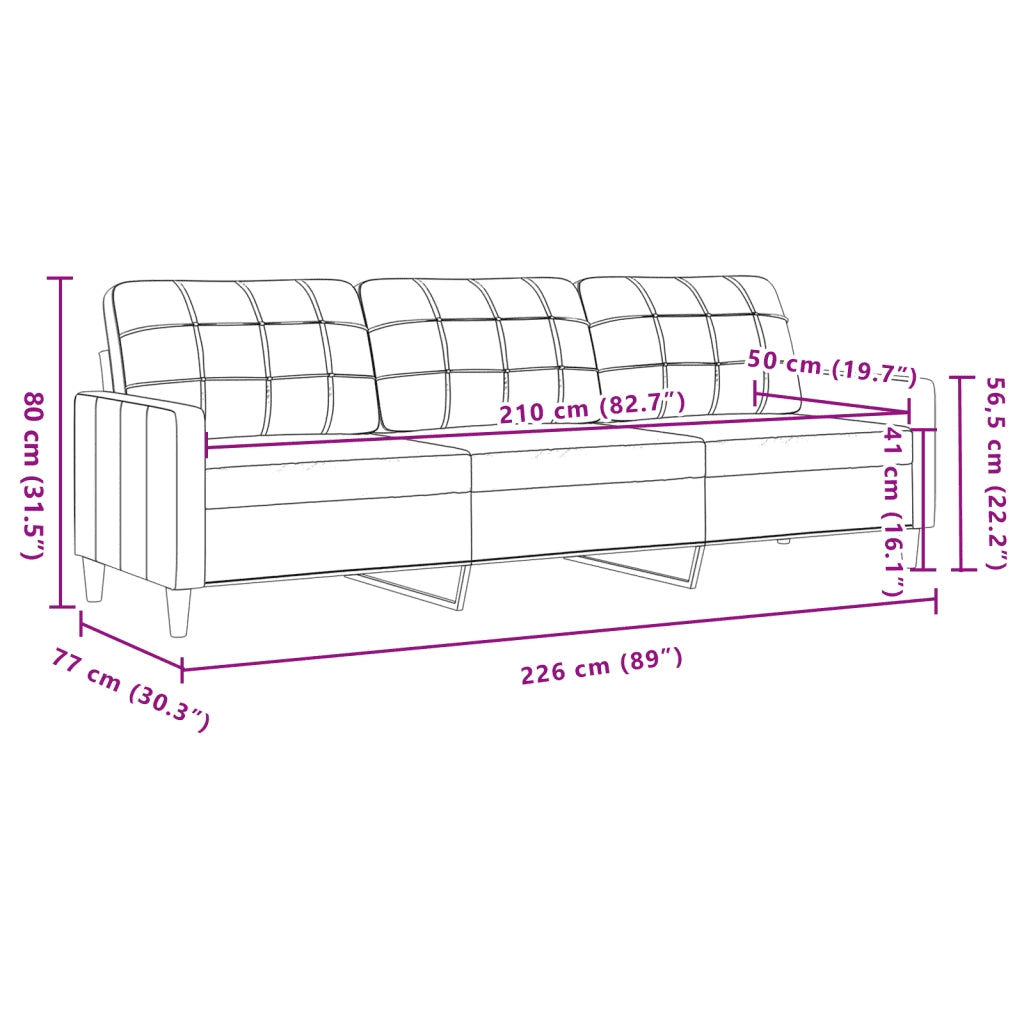 Set di Divani 3 pz con Cuscini Rosso Vino in Velluto 3278485
