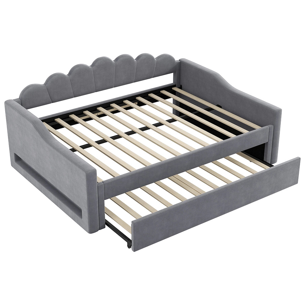Letto imbottito - Xylo - 140x200cm LED + letto a scomparsa, grigio