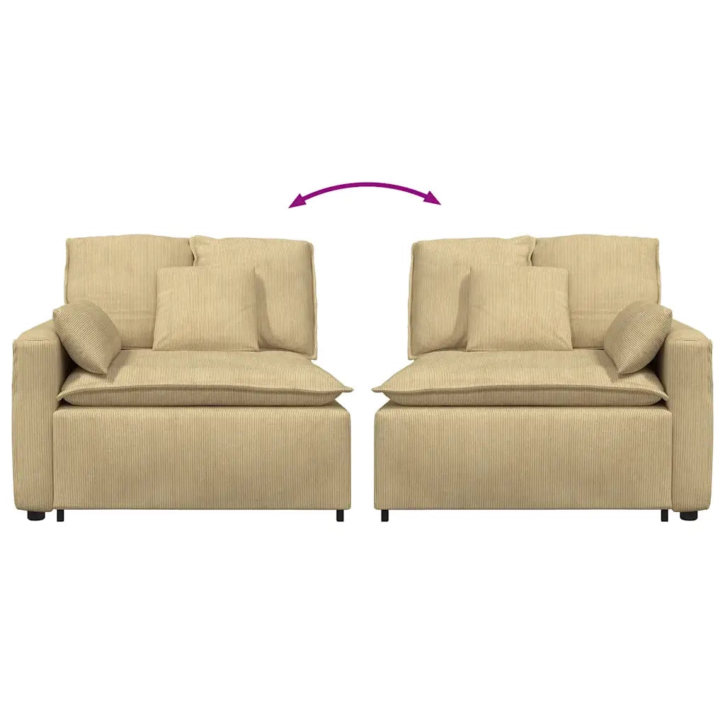 Modulo Terminale Bracciolo Divano Modulare con Cuscini-Sofa Modulare-Divanetto Verde Grigio 100 cm