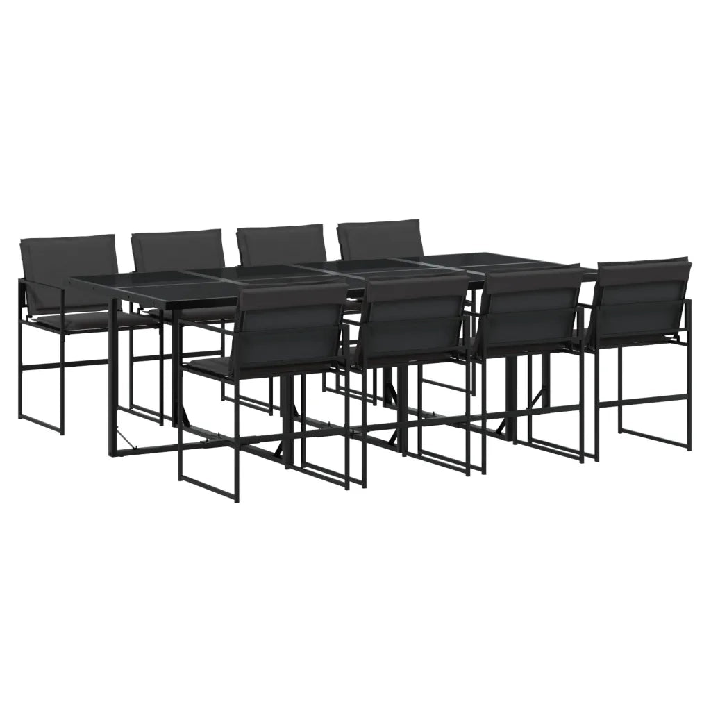 Set da Pranzo da Giardino 9 pz con Cuscini Nero in Textilene 3295075