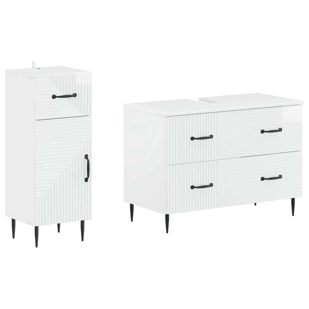 Set di Armadi da Bagno da 2 Pezzi HAARLEM Bianco Lucido 3417697