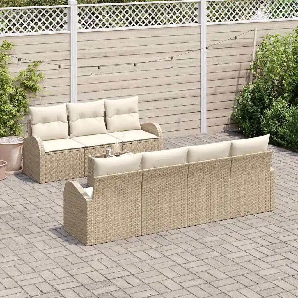 Set Divano da Giardino Beige 55 x 55 x 37 cm polyrattan 3345951