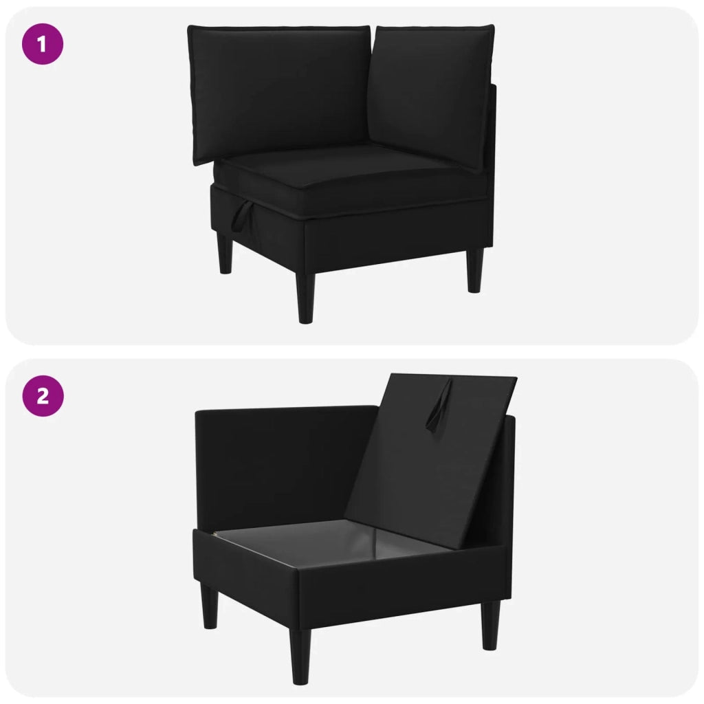 Divano Angolare con Storage Nero Velluto 42027093