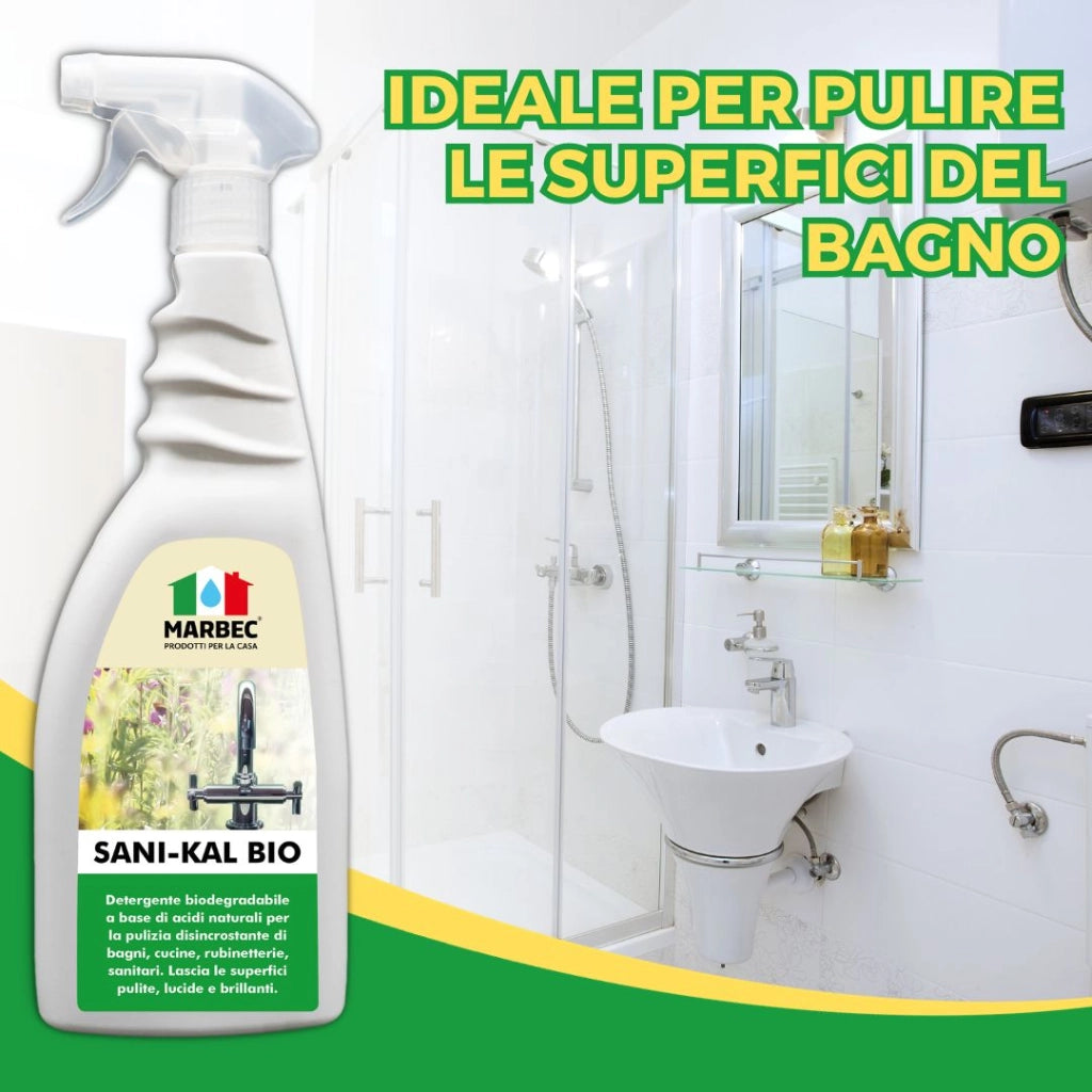 Detergente anticalcare delicato, pulizia efficace e brillantezza duratura Marbec SANI-KAL BIO - 750ML