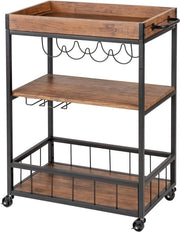 Carrello Cucina con Ruote in Nero
