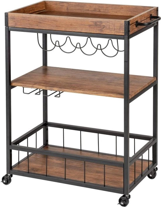 Carrello Cucina con Ruote in Nero