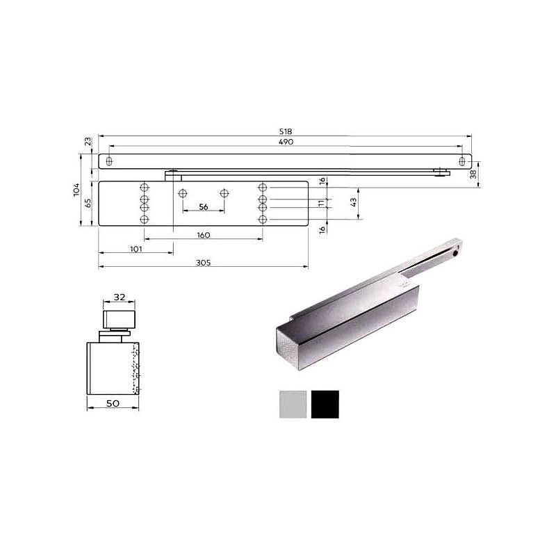Chiudiporta Aerodinamico Nero Ts 92 Xea Dorma