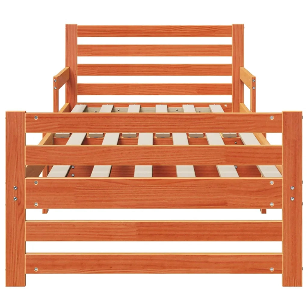 Letto singolo | Letto per adulti | Struttura del letto con testiera Marrone cerato 80 x 200 cm