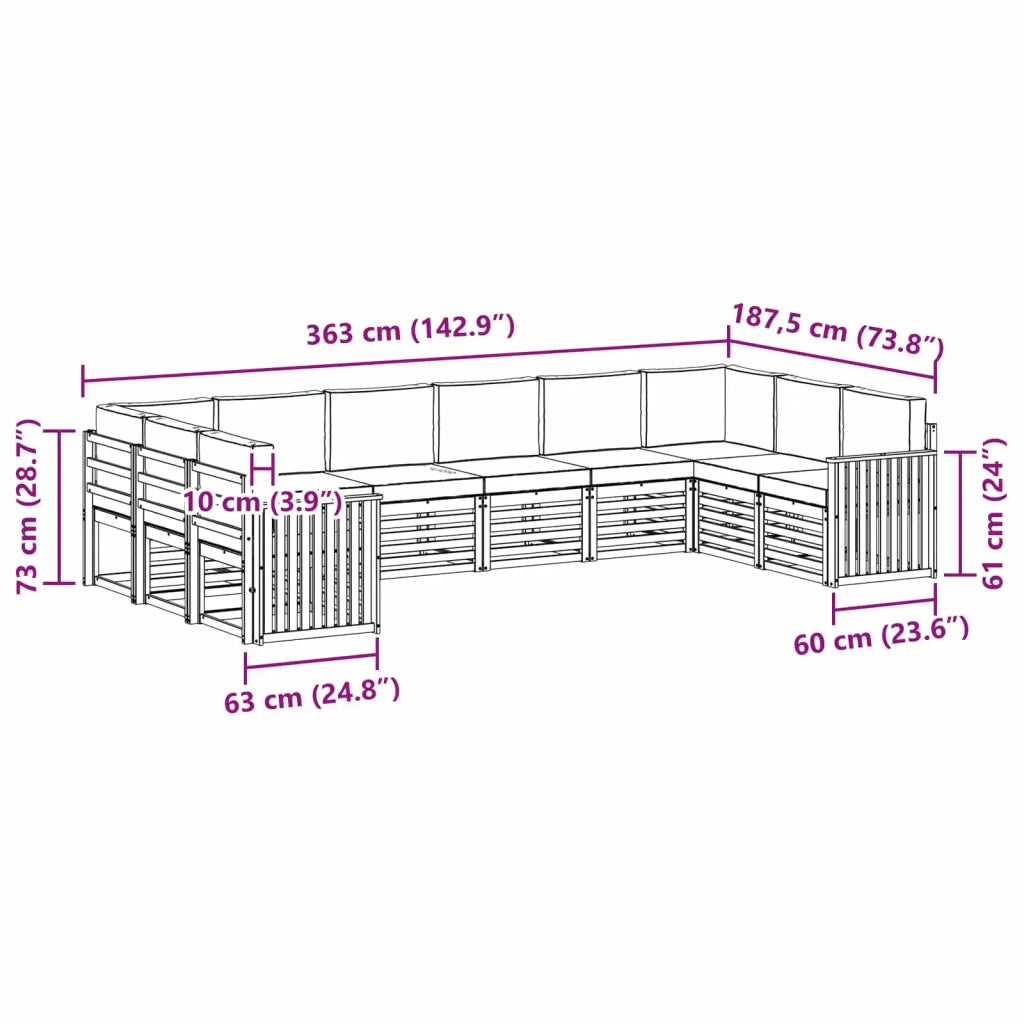 Set di divani da esterno 10 pcs Bianco e Beige 3392583