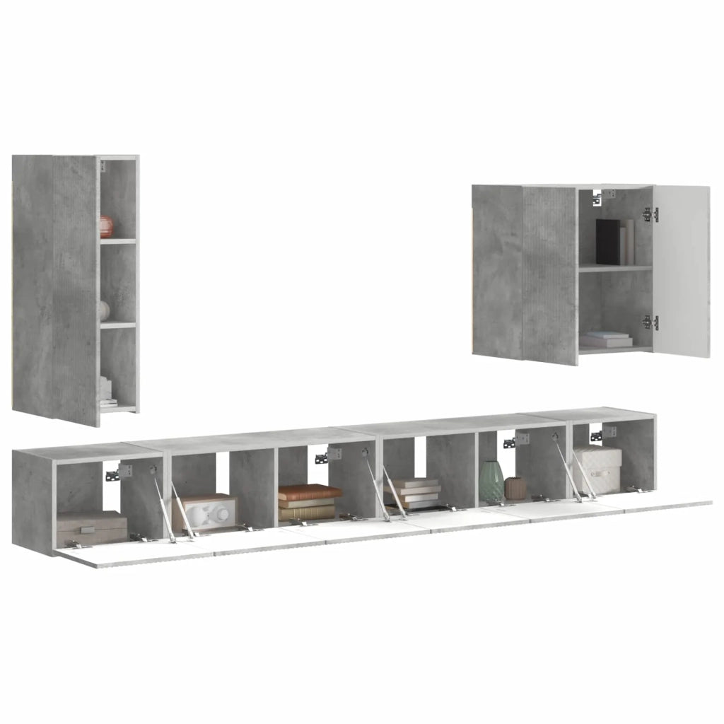 Set di Mobiletto da TV a Parete 6 pcs Grigio cemento 3408946