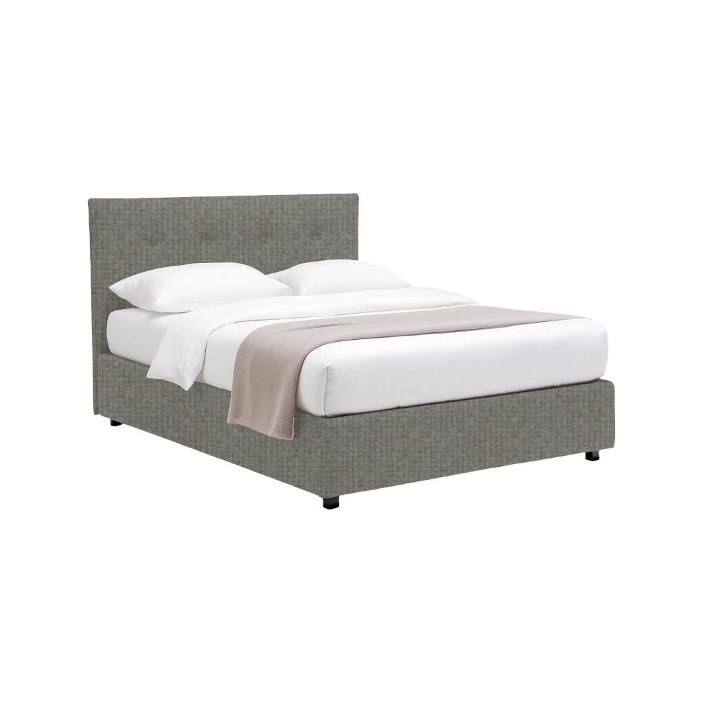 Oxford, Letto Matrimoniale Sfoderabile Made in Italy, Grigio Cenere