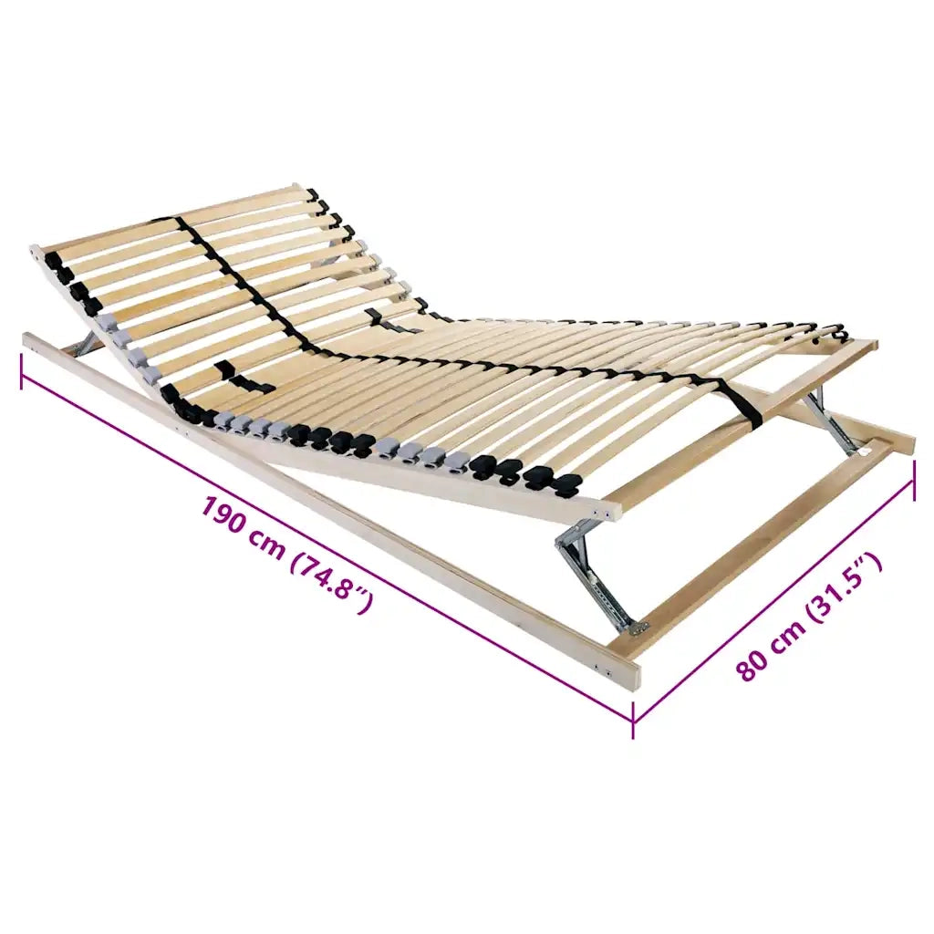 Base a doghe Marrone 80 x 190 cm Legno massello di faggio 42015245