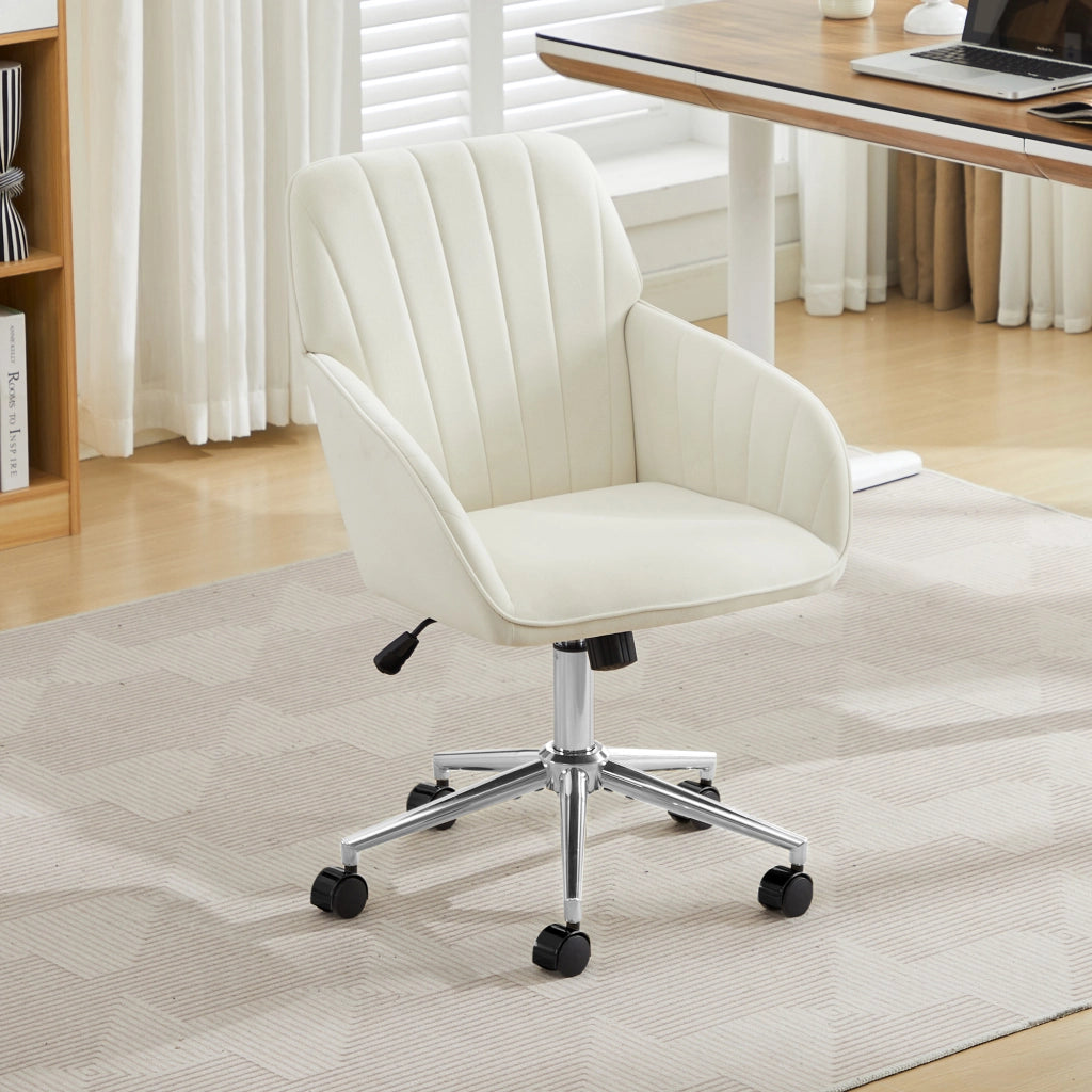 SEDIA girevole ufficio regolabile 50-59 cm velluto bianco