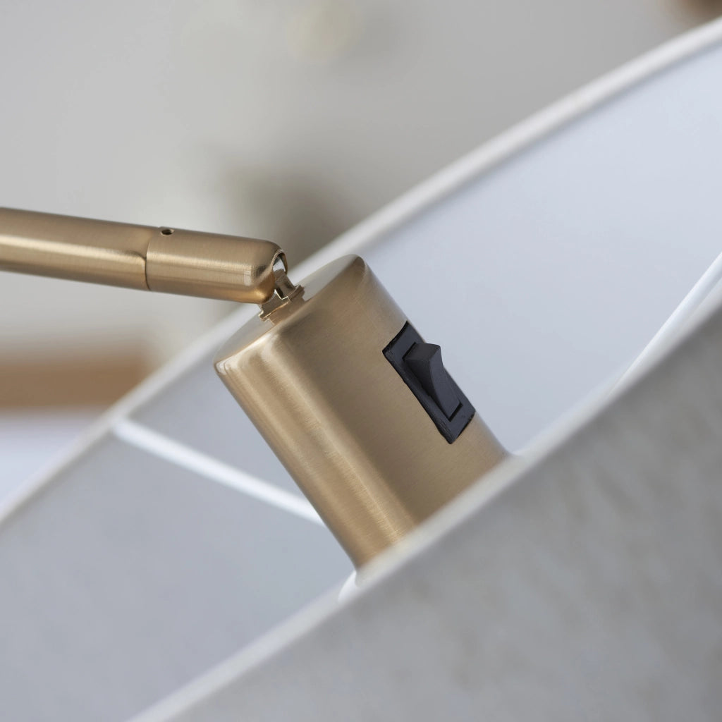 Lampada da terra ottone con paralume lino E27 Endon