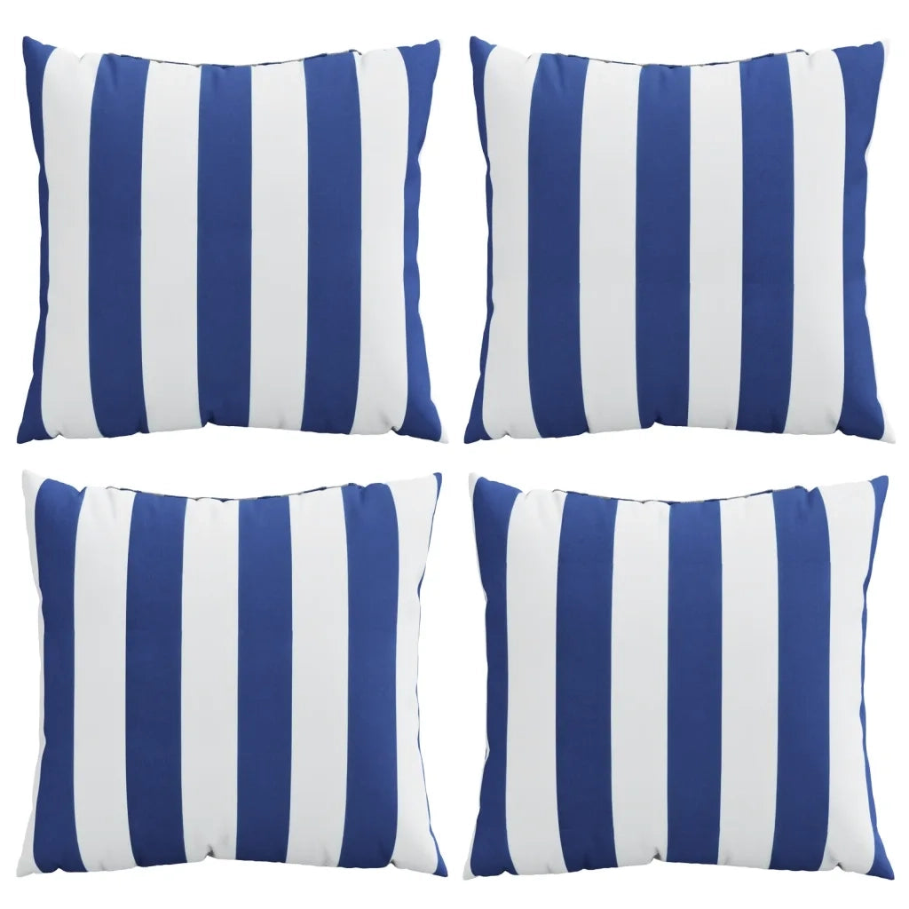 Cuscini Decorativi 4pz Strisce Blu e Bianco 60x60 cm Tessuto 360418