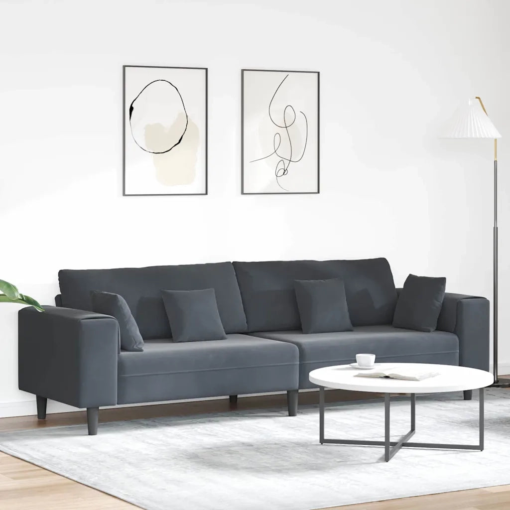 Divano Grigio scuro 250 x 77 x 76 cm Velluto 3335154