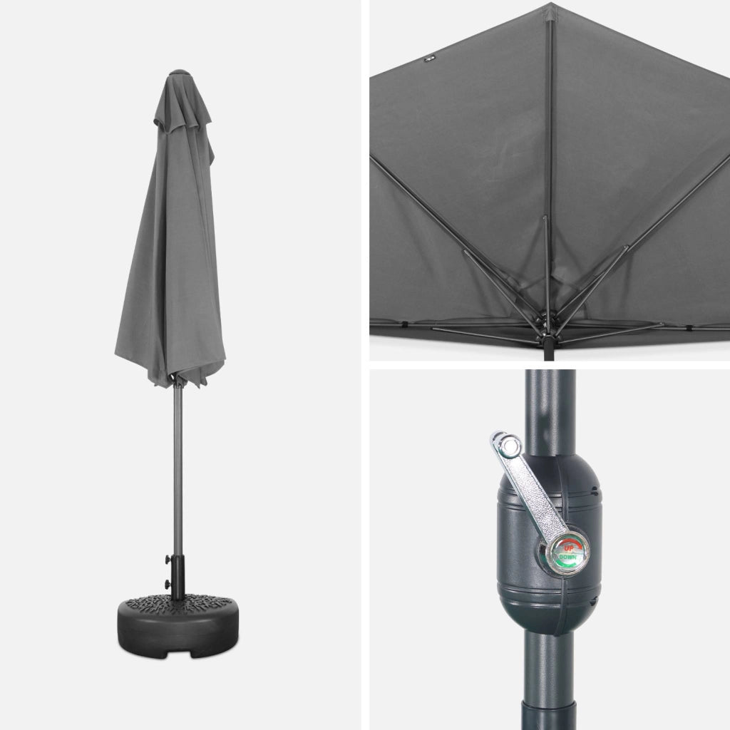 Mezzo ombrellone rotondo, ø2,5m, grigio