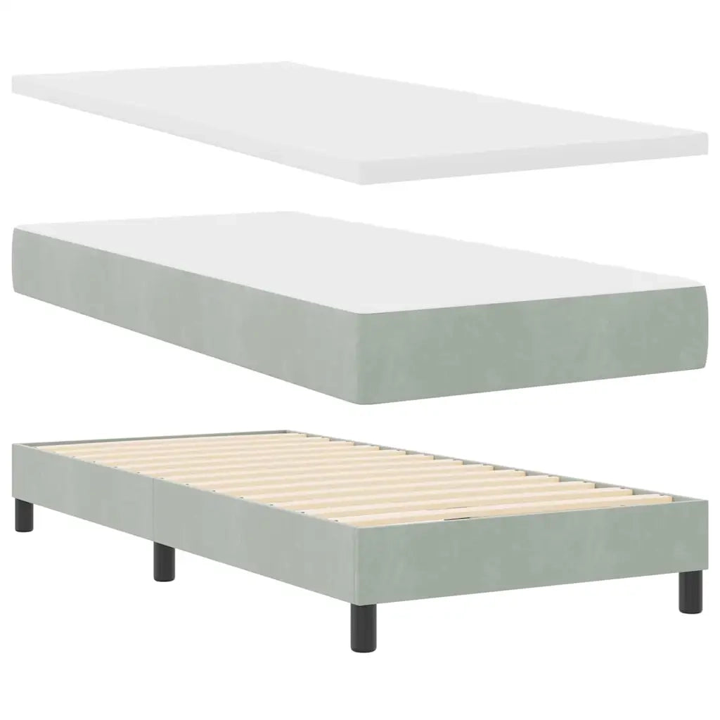 Letto a molle con testiera Grigio chiaro 200 x 100 cm Velluto 3341510