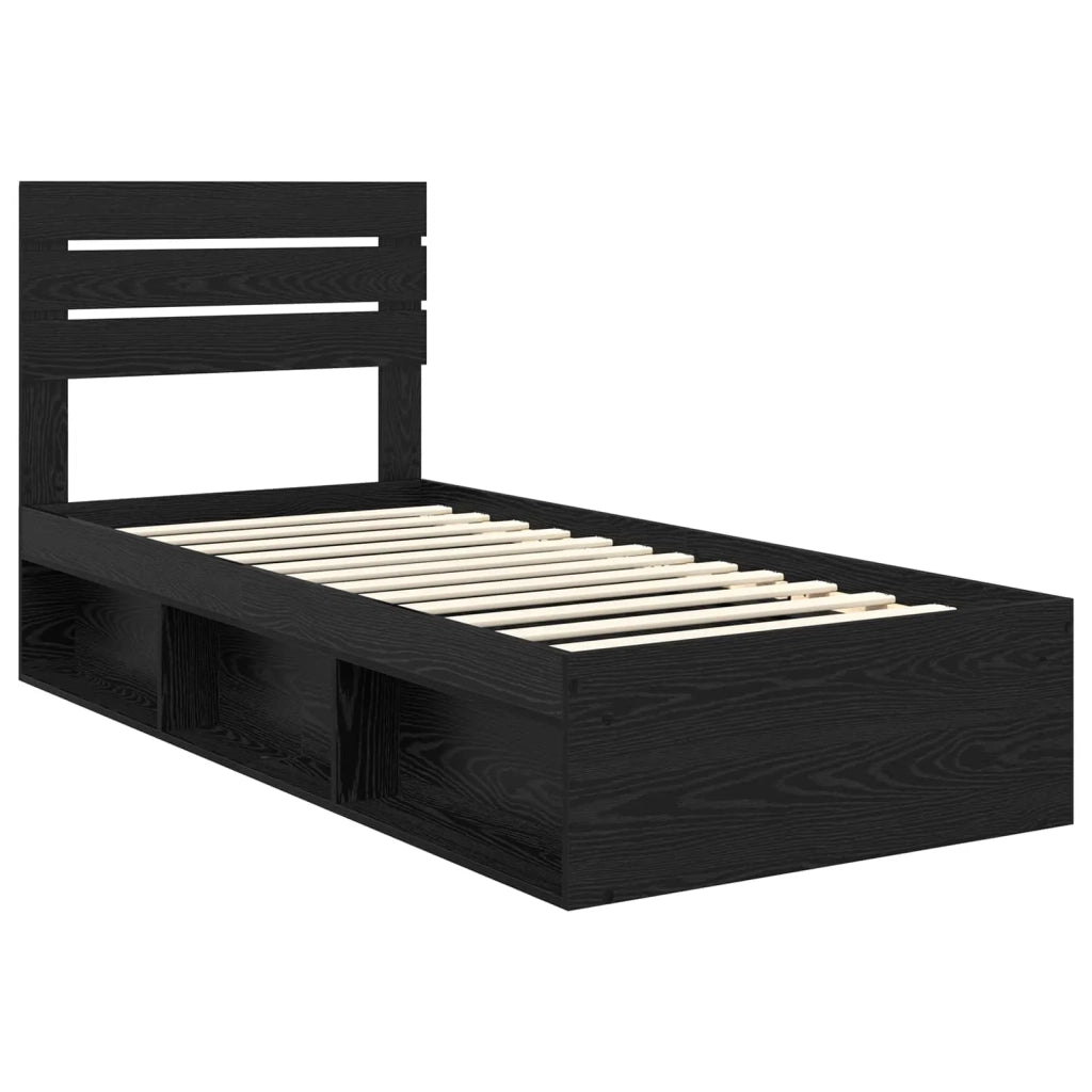 Letto singolo | Letto per adulti | Struttura del letto Nero 100 x 200 cm Pino massello