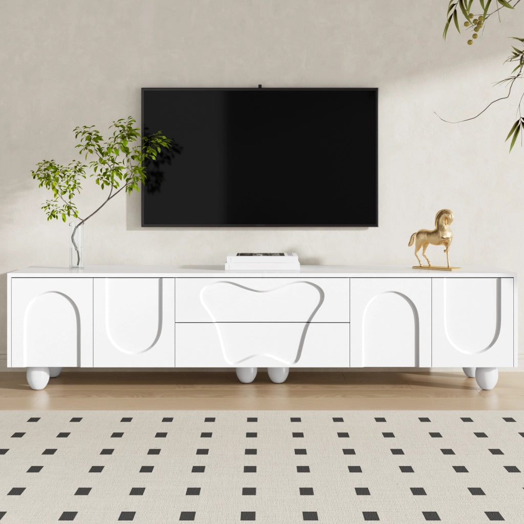 Cassettiera per TV bianca in truciolare lunghezza 180 cm
